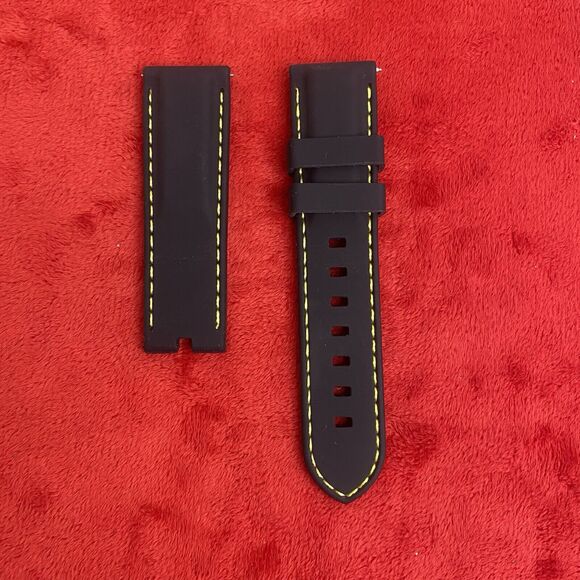 Strapsco 24mm Black Silicone Watch Strap Waterproof Band Replacement No Buckle - Picture 1 of 8